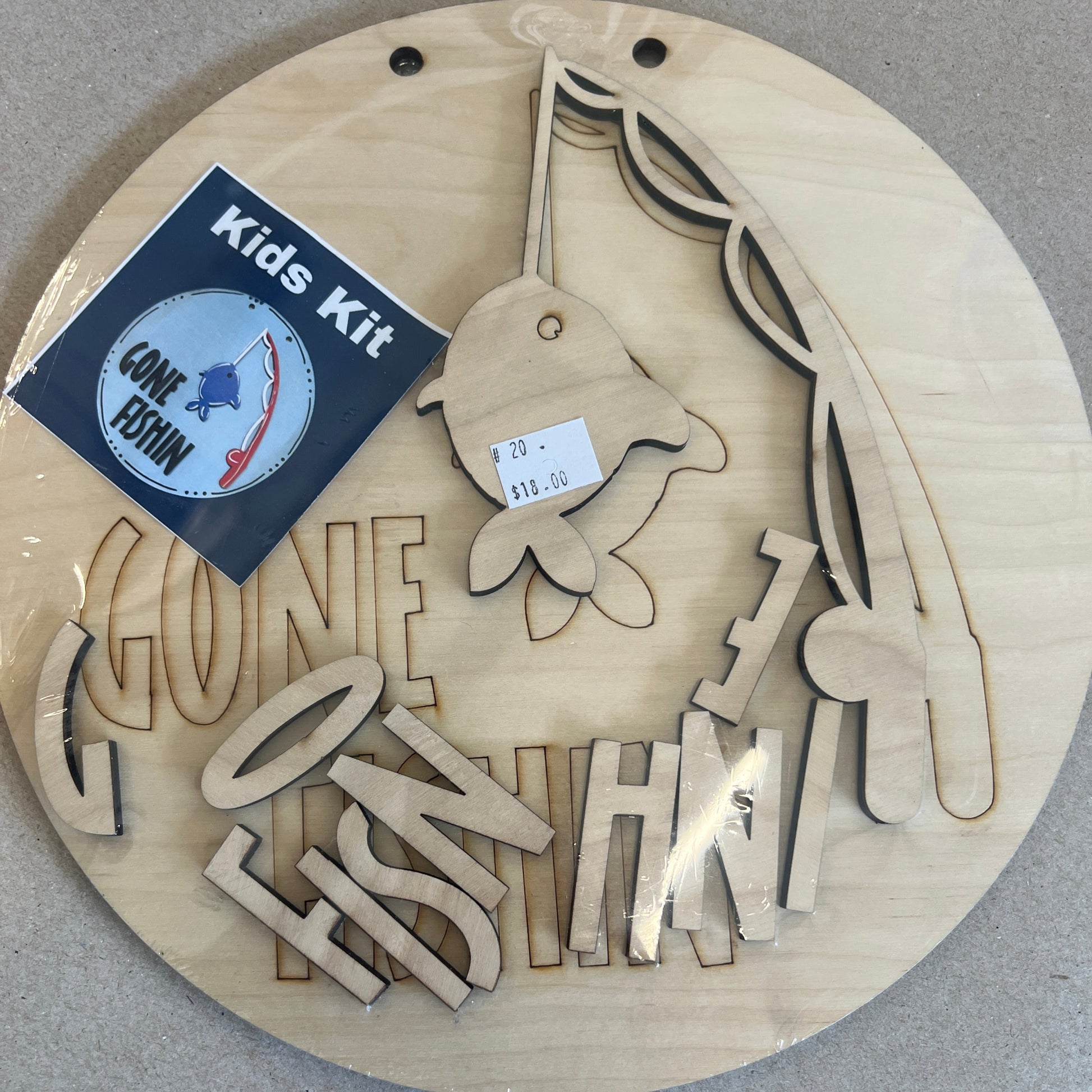 Kids Gone Fishing Birch Sign